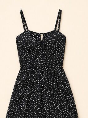 As U Wish - Ladies Black Sundress with White Arrow Print and Spaghetti Straps